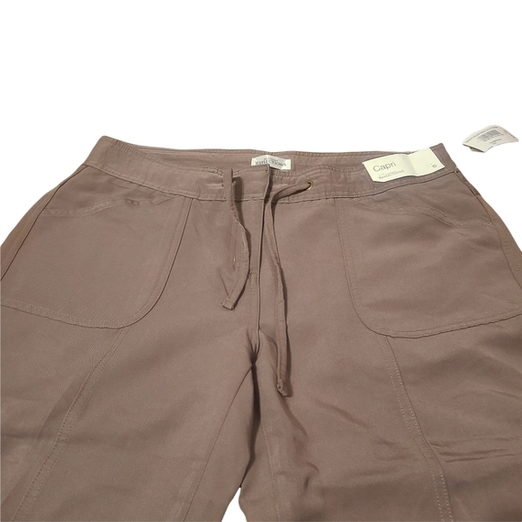 NEW Northern Reflections med brown drawstring waist  wide leg capri pants - Picture 8 of 10